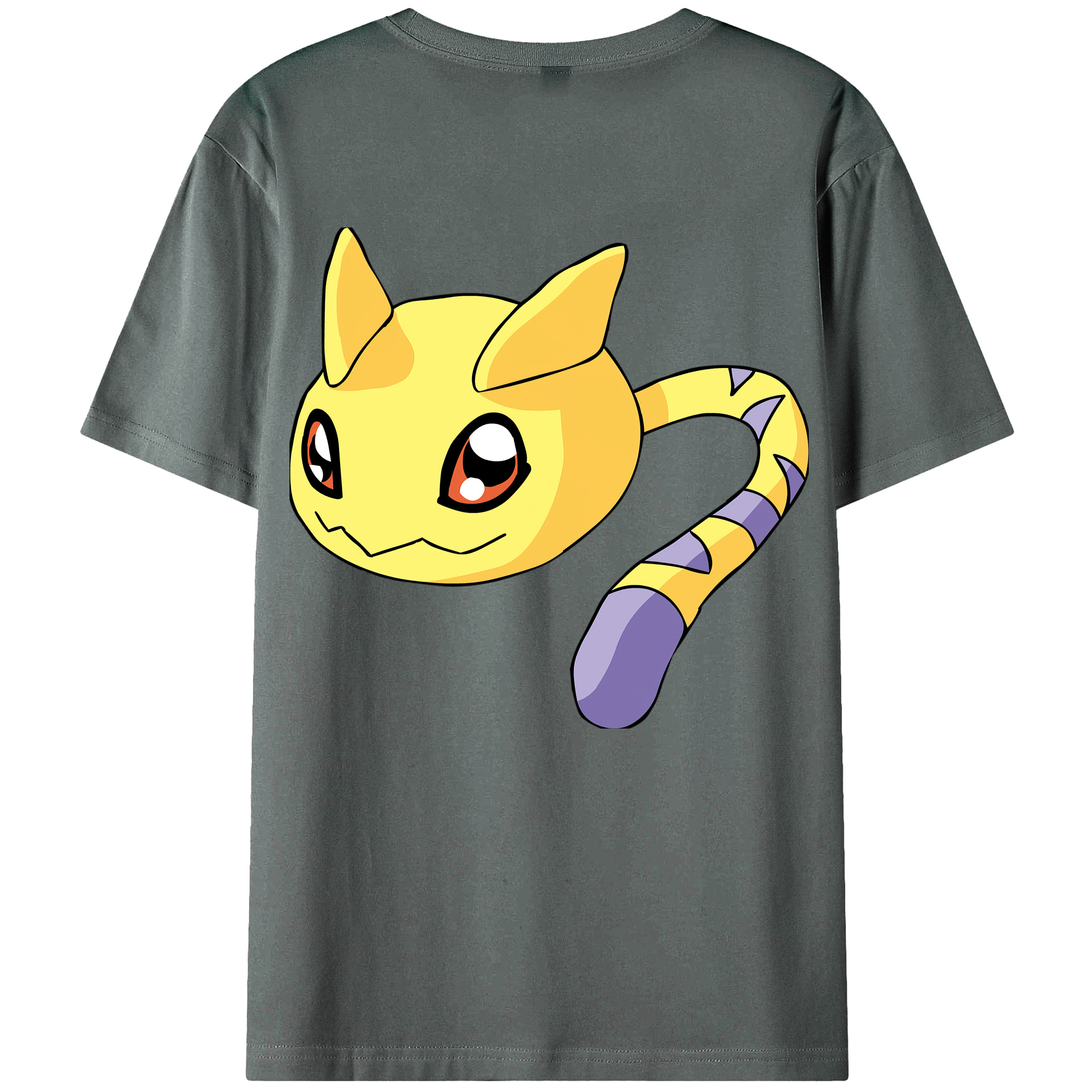 （画像用） Digimon デジタルモンスター/デジモン 綿100％ メンズ半袖Tシャツ（バックプリント） 通気性